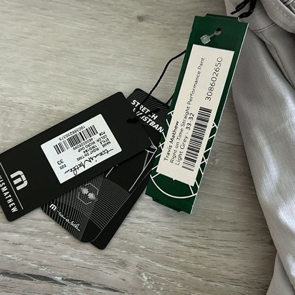 Travis Mathew Right On Time Light Grey Straight Performance Pants Size 33x32 NWT - Picture 5 of 6